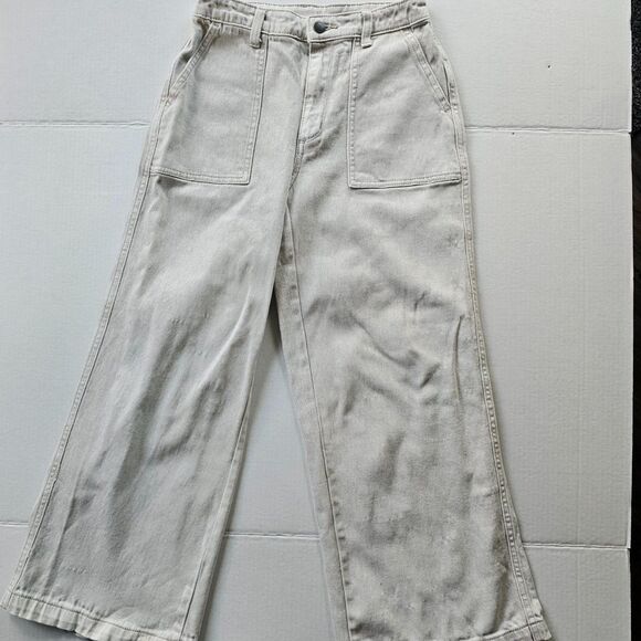 Universal Thread Wide Leg Highest Rise Jeans Oatmeal Women's Size 00/24R - Picture 2 of 12